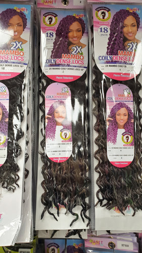 Janet 2x mambo coily dense locs 18”