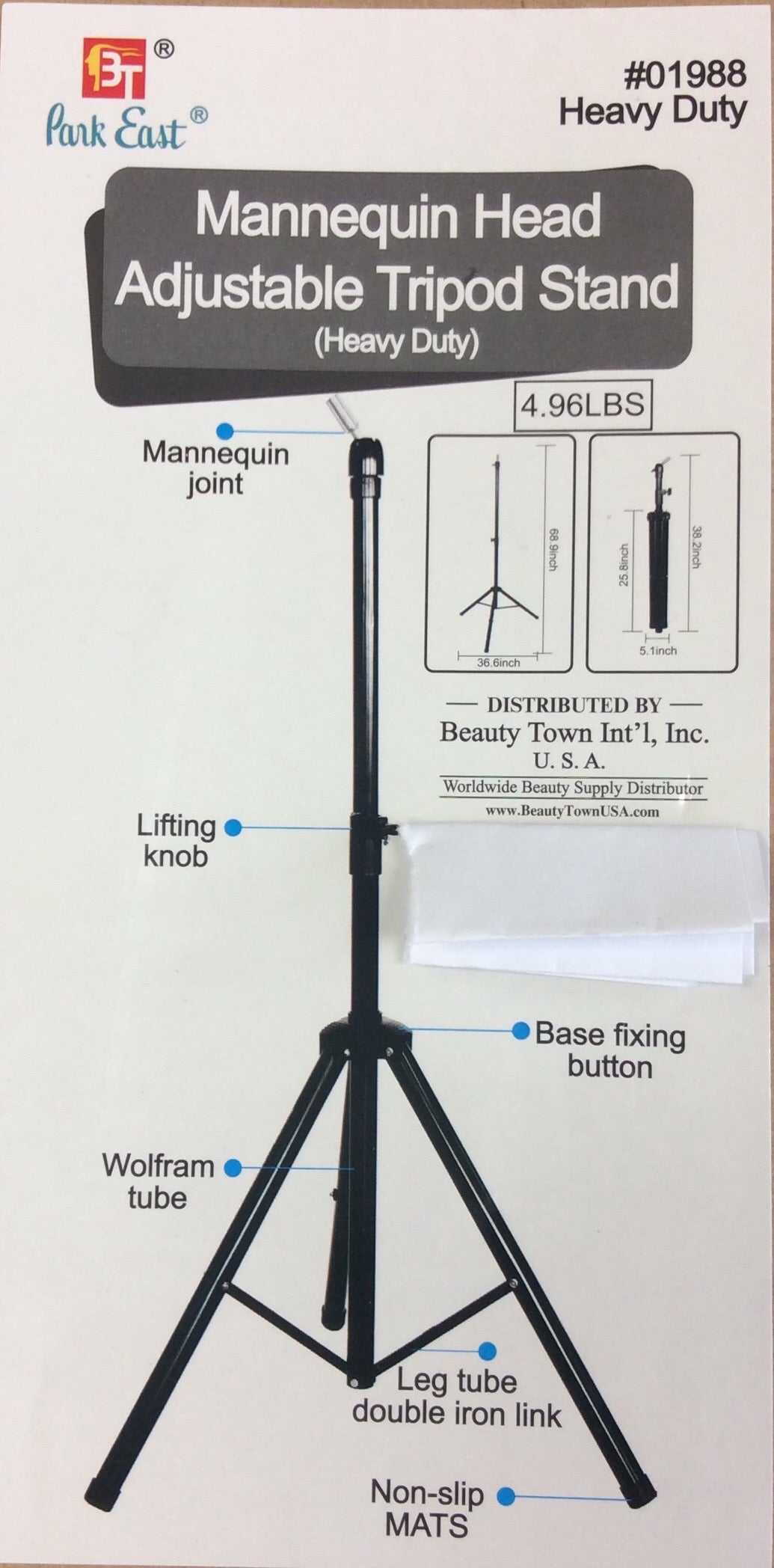 Mannequin Head Adjustable Tripod Stand (Heavy Duty) by Beauty Town