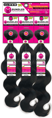 3 Bundle 100% Unprocessed Virgin Human Hair Grade 7A+ by Motown Tress