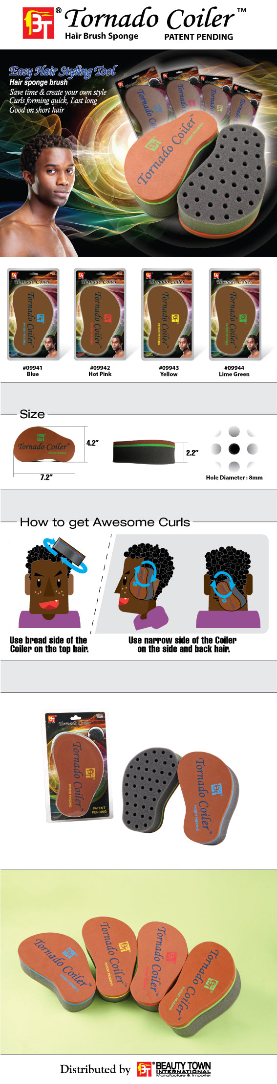 Tornado Coiler Hair Sponge Brush by Beauty Town