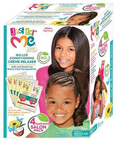 Just For Me No-Lye Conditioning Creme Relaxer 4 Applications Value Pack